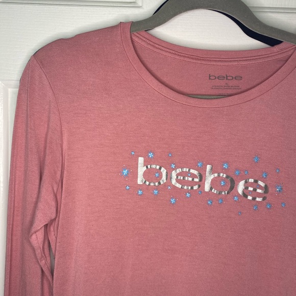 Y2K VTG retro Bebe long sleeve top sparkle blouse - Picture 3 of 13